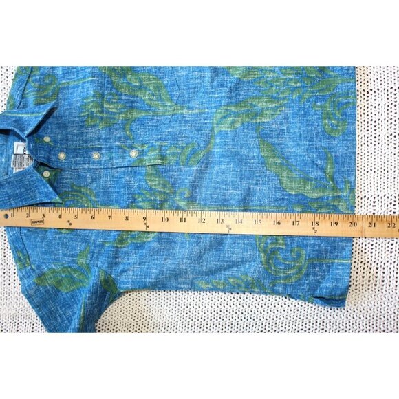 Reyn Spooner kids shirt Size Small Short sleeve Blue & Green Hawaiian Buttons US - Picture 4 of 5